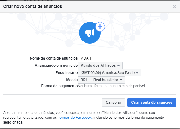 Como criar uma conta no Gerenciador de negócios do facebook?